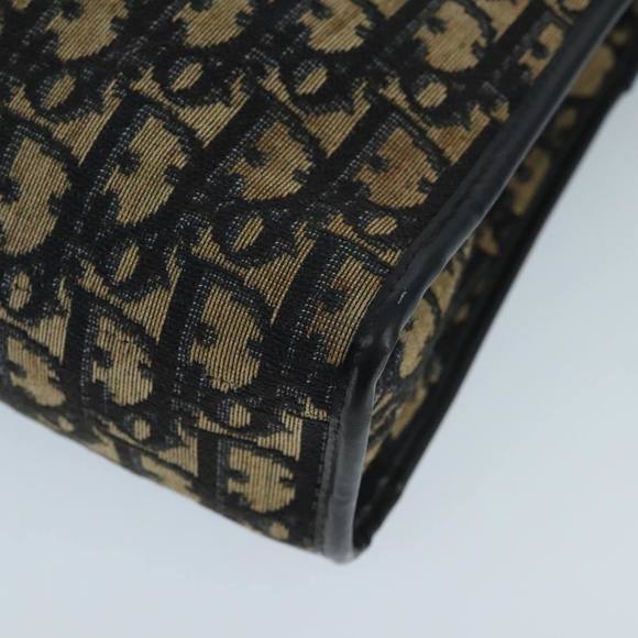 Christian Dior Trotter Canvas Clutch Bag Beige Navy Gold Auth 97851 - Picture 10 of 16